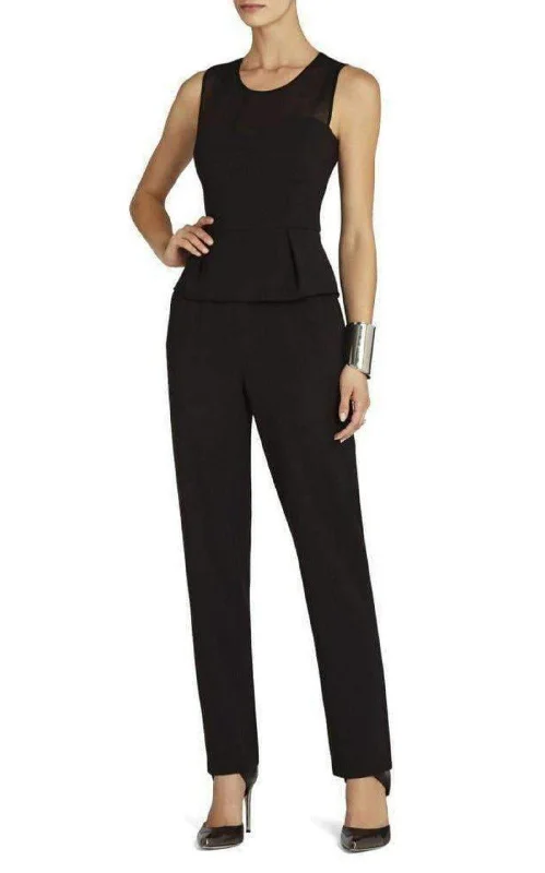 Tailored wool pants for sharp winter dressing -Oliana Black Bustier Pantsuit