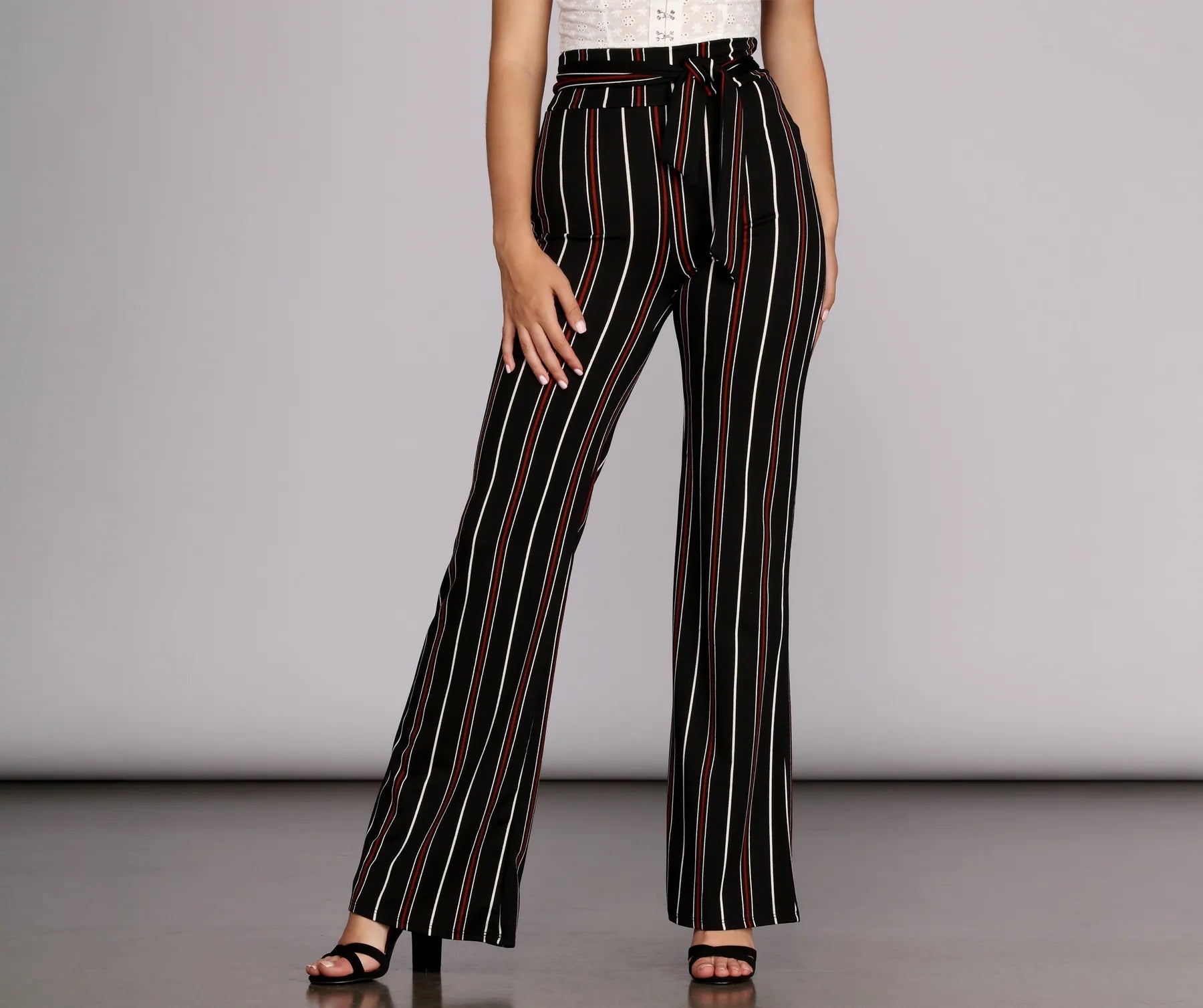 Cozy sweatpants pants for lazy Sunday mornings -Stylin Striped High Waist Pants