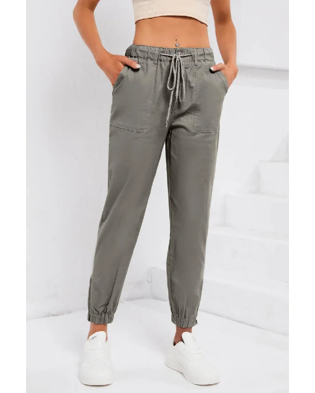 Lightweight travel pants for long flight comfort -Azura Exchange Pocketed Twill Jogger Pants - L