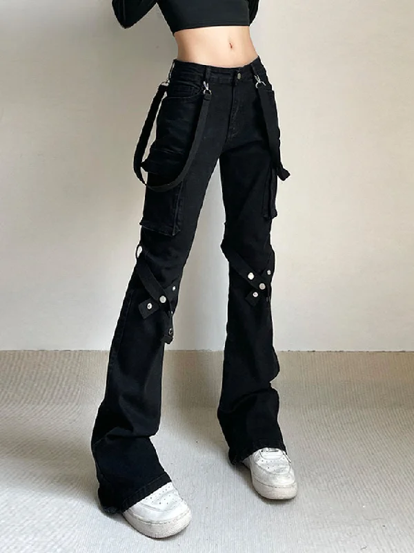 Relaxed chino pants for casual Friday offices -AltGoth Harajuku E-girl Pants for Halloween Style