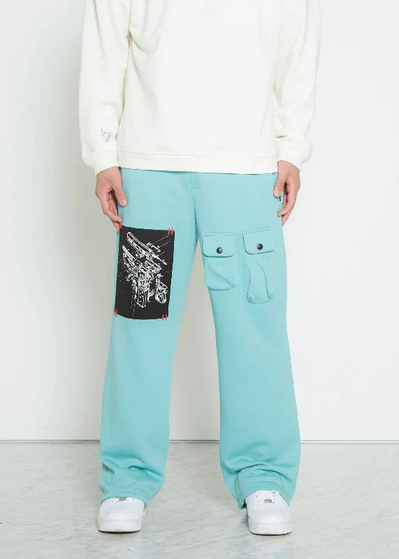 Soft pajama pants for ultimate bedtime comfort -Konus Men's Wide Print Patch French Terry Sweatpants in Teal