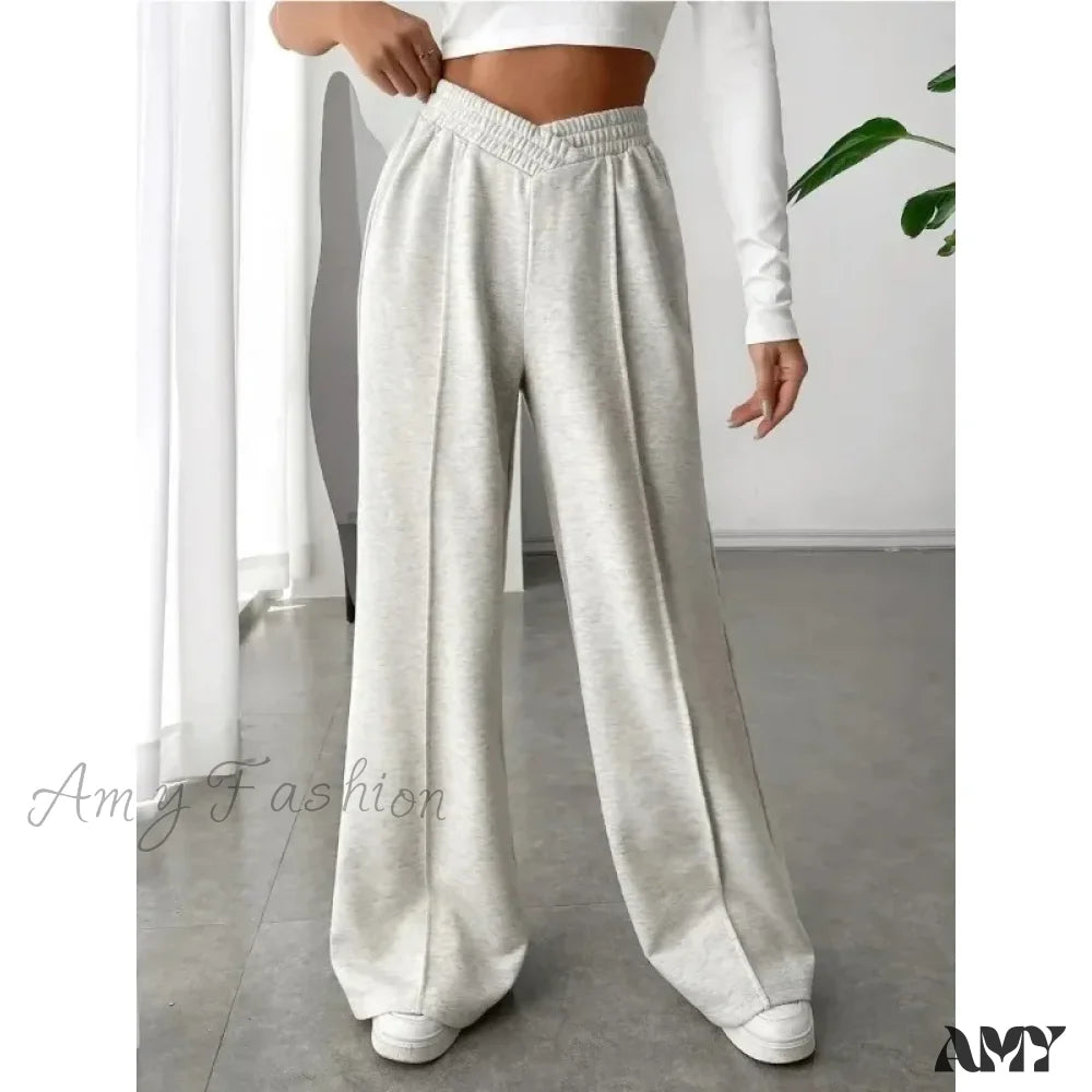 Casual twill pants for easygoing daily outfits -Large High-Waisted Wide Leg Fashionable Versatile Casual Pants