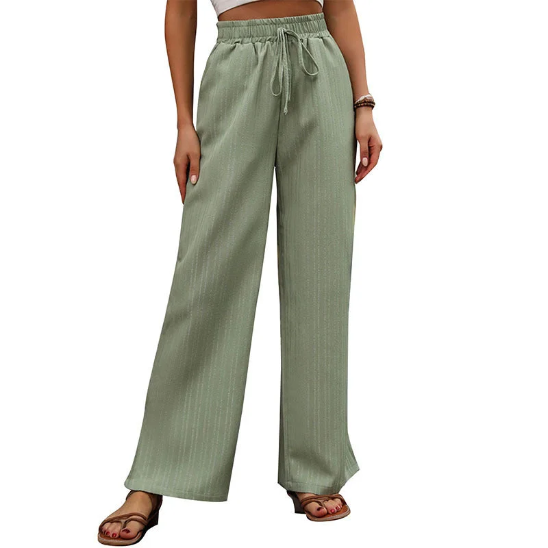 Cozy sweatpants pants for lazy Sunday mornings -Mint Green High Rise Smocked Waistband Wide Leg Pants