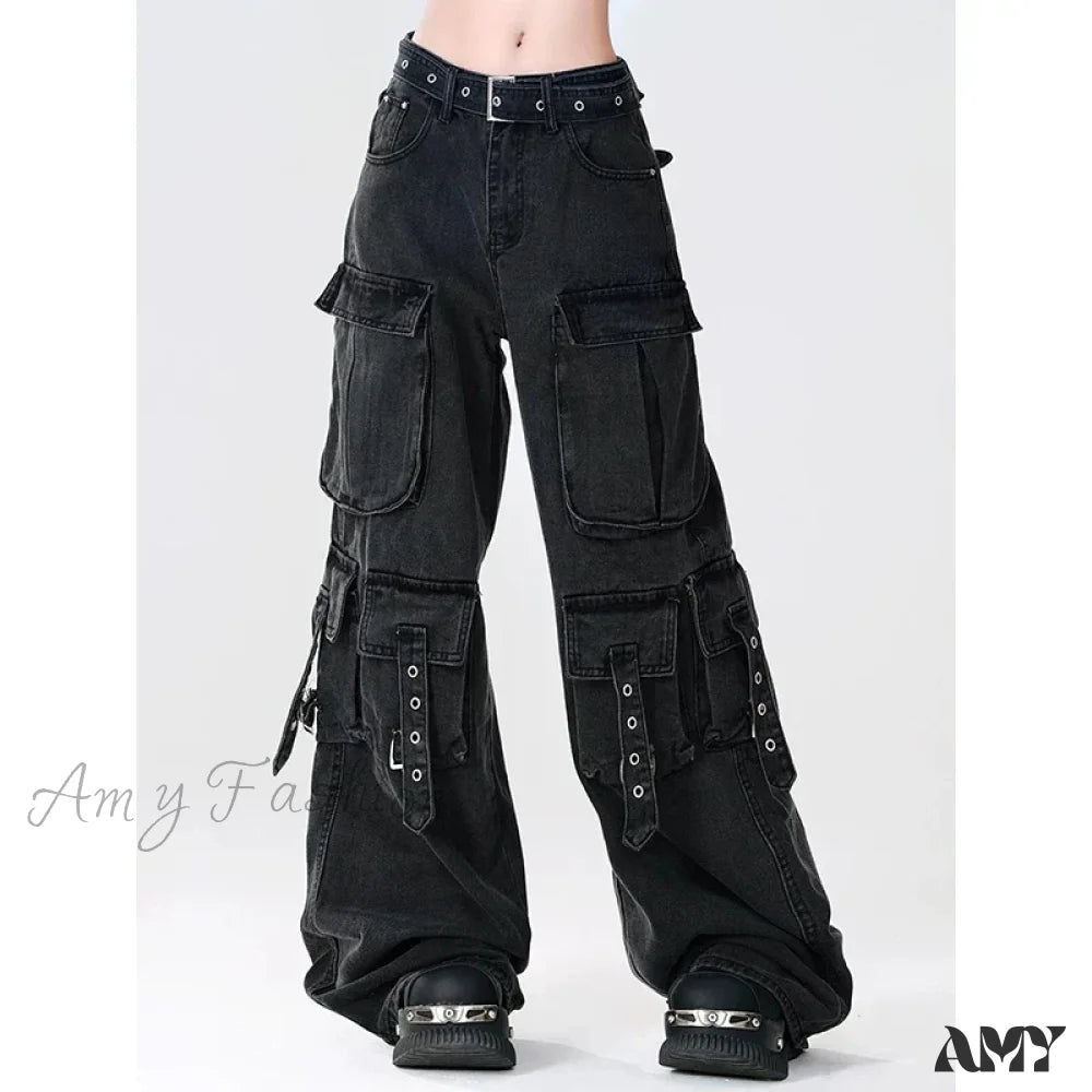 Vintage high-waisted pants for nostalgic wardrobe charm -Y2K Cargo Pants Japanese Halloween