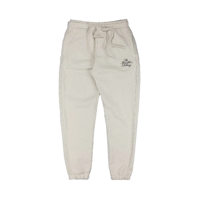 Tailored khaki pants for smart casual attire -Marathon Stacked Script Sweatpants - Bone/Black