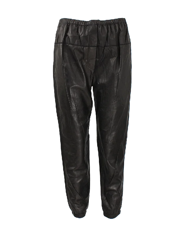 Quick-dry pants for active sports enthusiasts -Elastic Leather Sweatpants