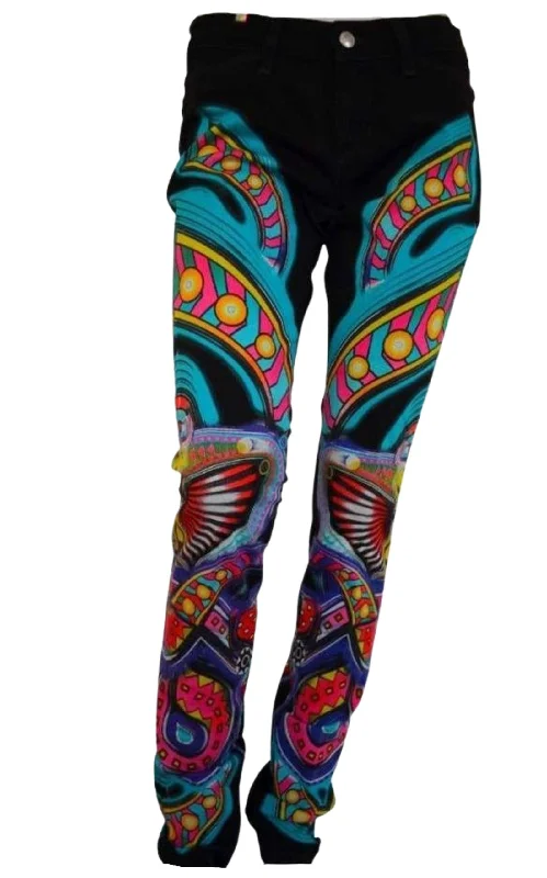 Stretch denim pants for curvy figure flattery -Notify Multicolor Printed Pants