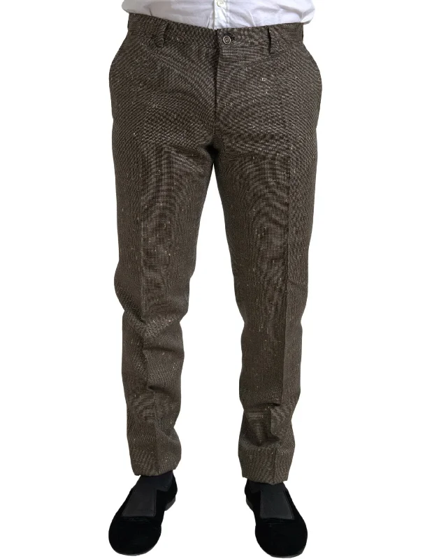 Flowy linen pants for relaxed tropical vacations -Dolce & Gabbana Elegant Skinny Wool Chino Men's Pants