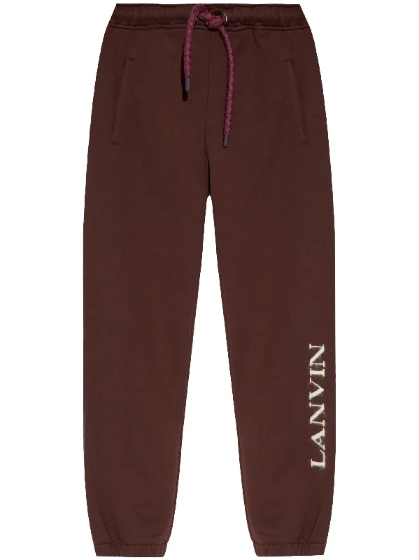 Relaxed fit pants for laid-back comfort wear -Logo-Embroidered Track Pants