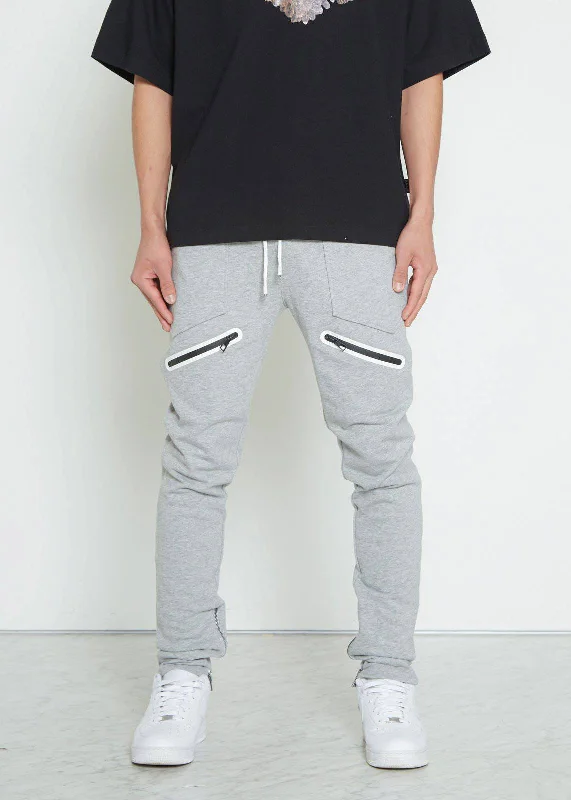 High-rise flare pants for vintage chic appeal -Men's  Zipper Pocket French Terry Sweatpants in Heather Grey