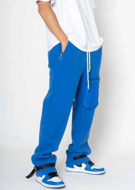 Flowy linen pants for relaxed tropical vacations -Konus Men's Bellow Pocket Sweatpants in Blue