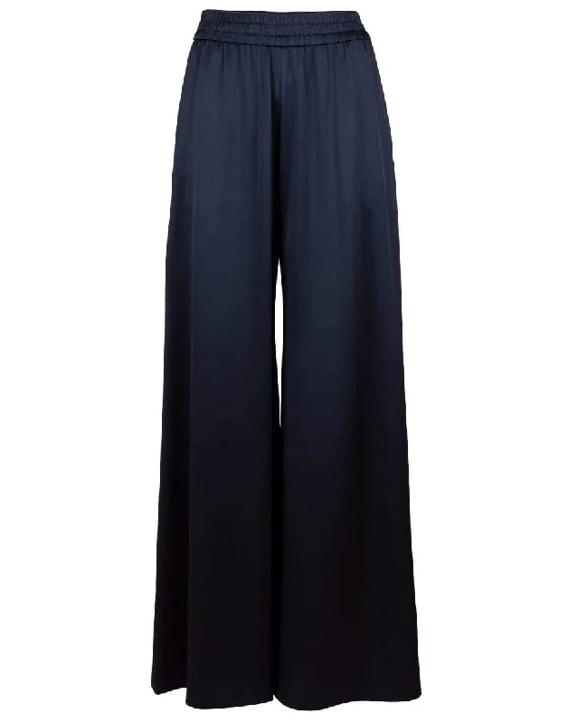 High-waisted skinny pants for trendy women’s fashion -Silk Wide Leg Sweatpants