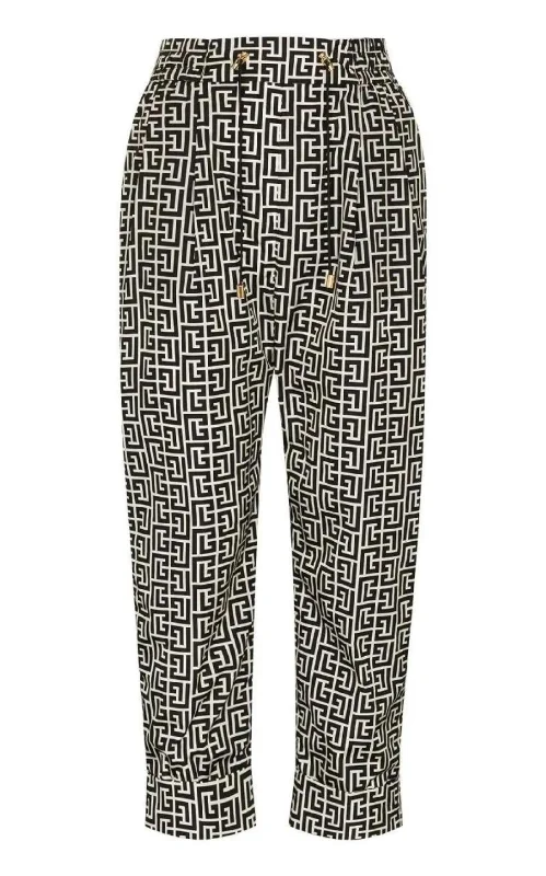 Breathable chino pants for warm climate comfort -Monogram Print Cropped Track Pants