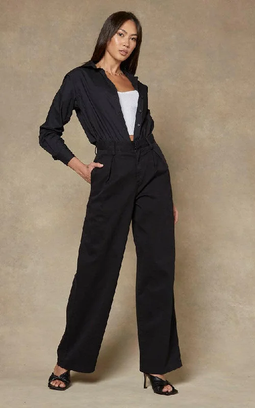 Designer jogger pants for upscale street style -Maya Black Wide Leg Pants