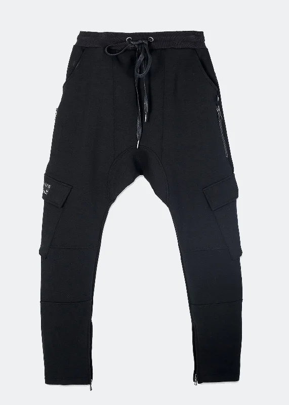 Soft velvet pants for cozy holiday outfits -Konus Men's Ankle Zip Cargo Sweatpants in Black