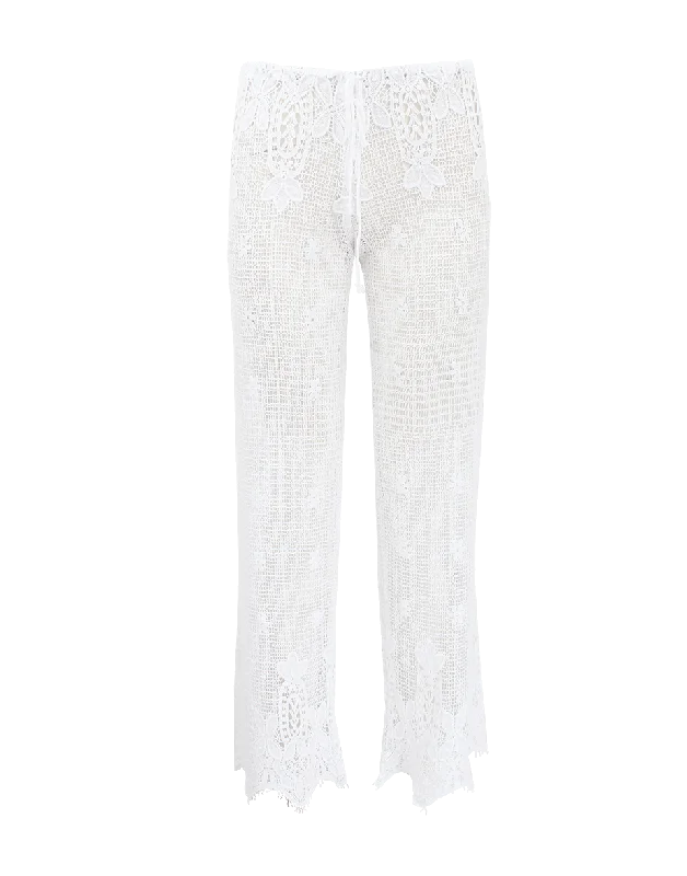 Lightweight travel pants with wrinkle-free fabric -Cotton Crochet Pants