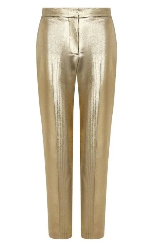 High-waisted skinny pants for trendy women’s fashion -Metallic Moire Cigarette Pants