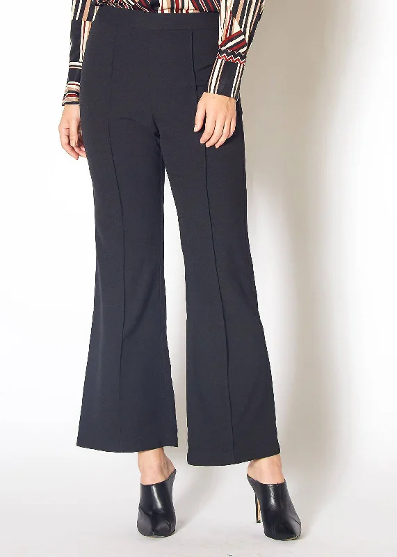 Breathable cotton pants for all-day summer ease -Women's High Waist Flared Pants in Black