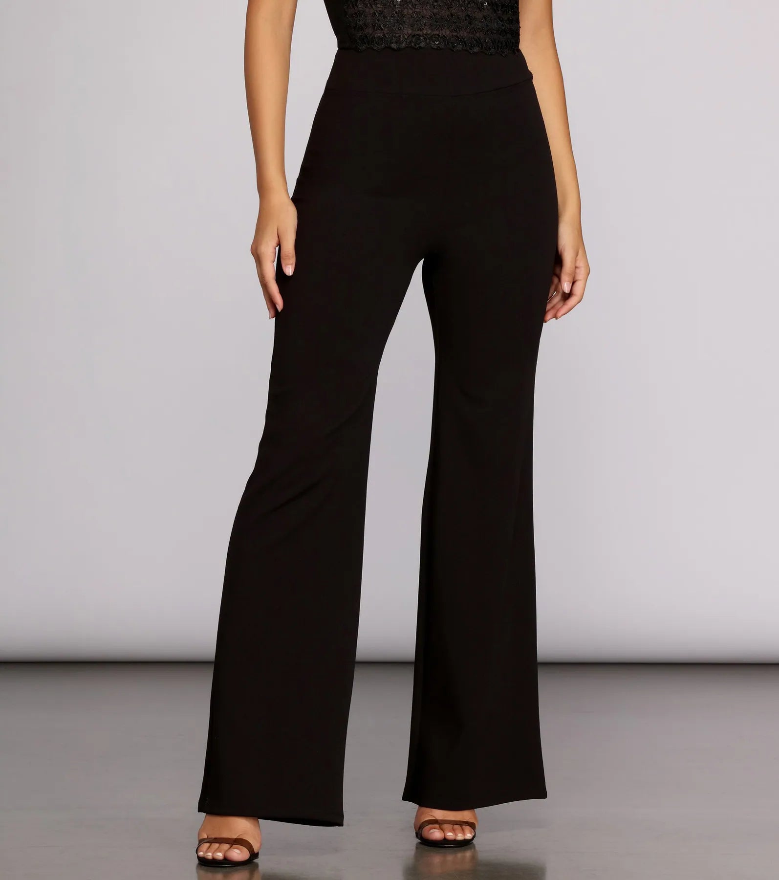 Elegant satin pants for formal dinner attire -Style It Up High Waist Pants