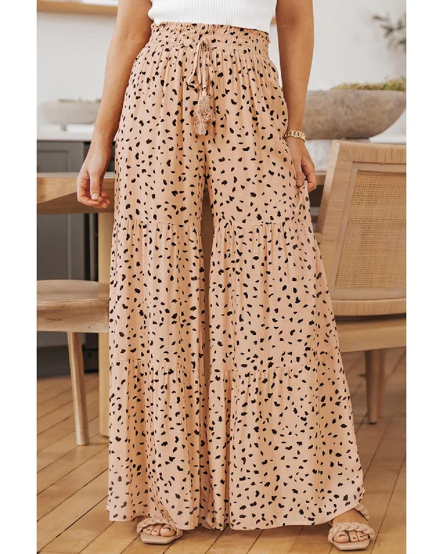 Classic khaki pants for timeless wardrobe staples -Azura Exchange Ruffle Wide Leg Palazzo Pants - L