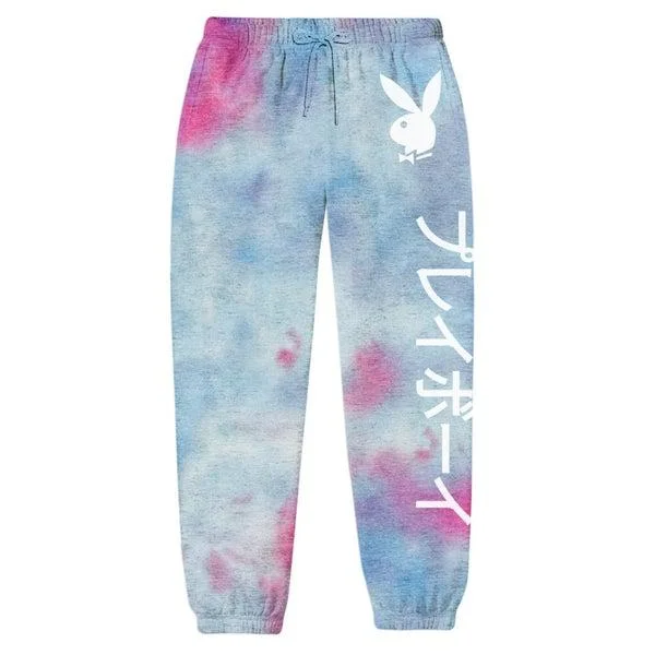 Tailored ankle pants for chic office outfits -COLOR BARS PLAYBOY RABBIT HEAD SWEATPANTS TIE DYE