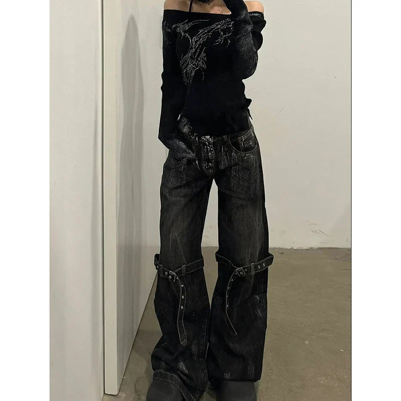 Classic wool pants for cold weather elegance -Hip Hop High Waist Pants for Halloween Style