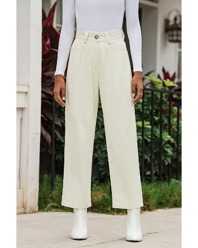 Tapered ankle pants for sleek modern silhouettes -Azura Exchange Corduroy High Waist Straight Leg Pants - 14 US