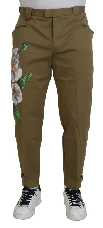 Tailored wool pants for sharp winter dressing -Dolce & Gabbana Exquisite Floral  Chino Men's Pants