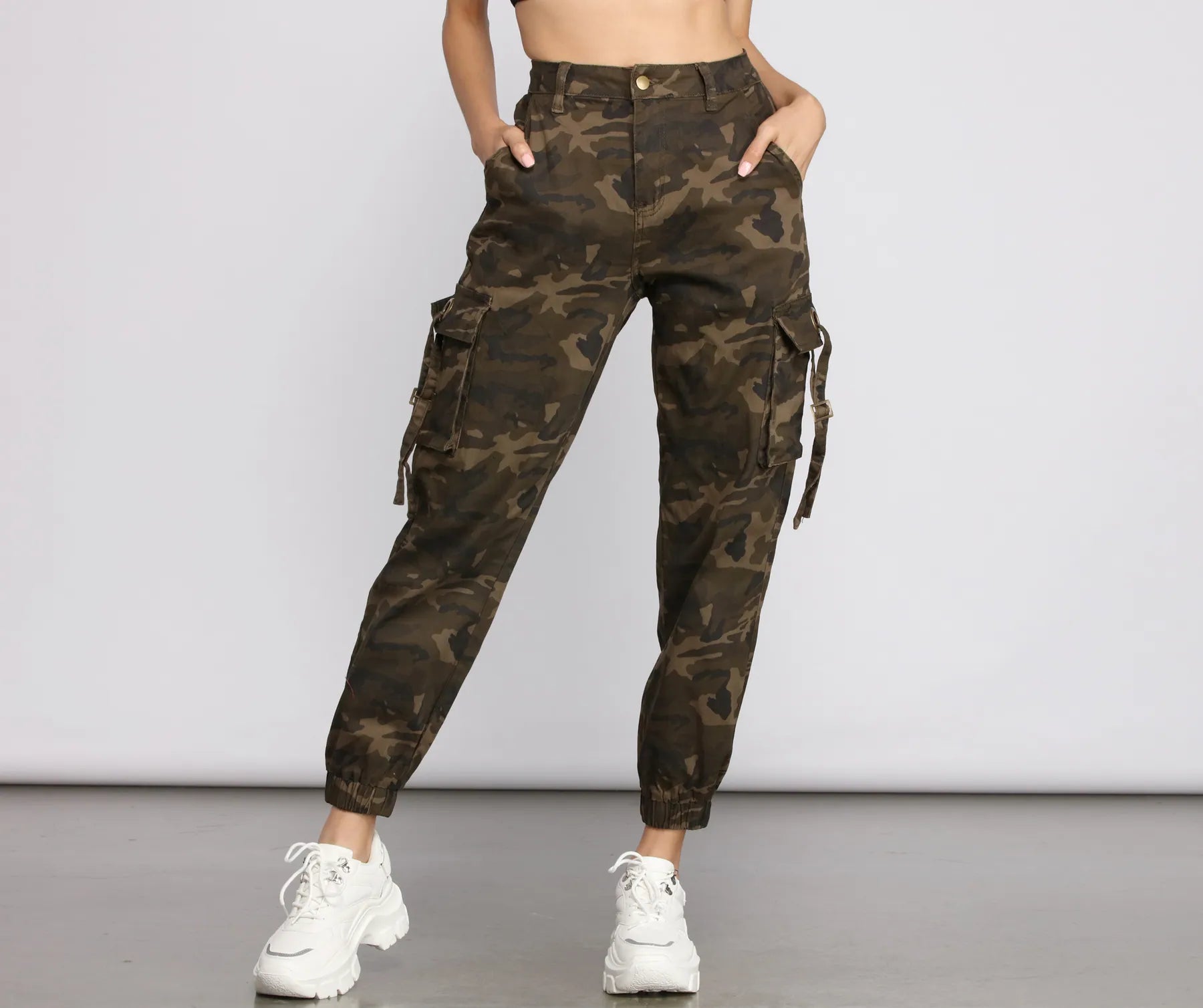 Stretchy leggings pants for casual active days -Casual Chic Cargo Jogger Pants