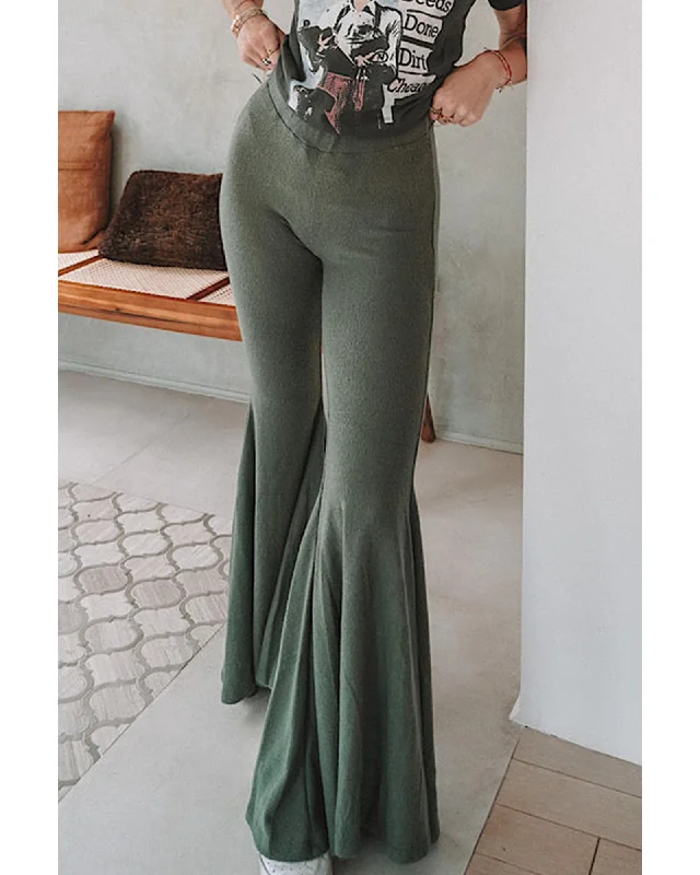 Luxury silk pants for glamorous evening wear -Azura Exchange High Waist Fit and Flare Pants - M