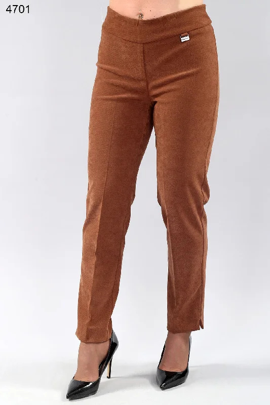 Soft jogger pants for relaxed weekend lounging -Mocha Velvet Flat Front Full Length Pants