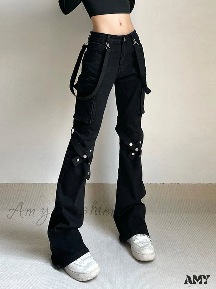 Durable cargo pants for outdoor hiking adventures -AltGoth Pants Harajuku Halloween E-girl