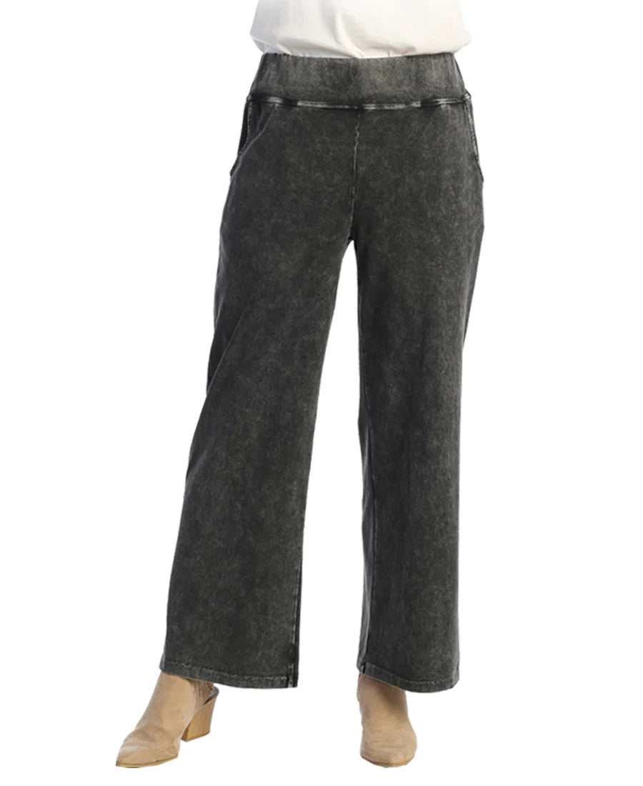 Soft pajama pants for ultimate bedtime comfort -Black Mineral Washed Comfy Pants with Wide Band