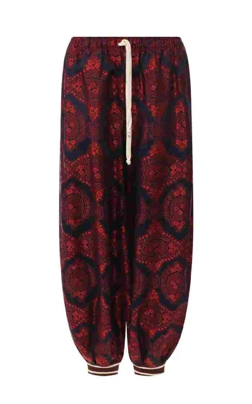 Elegant wide-leg pants for upscale dinner dates -Silk Spice Blue Twill Trouser Jogger Pants