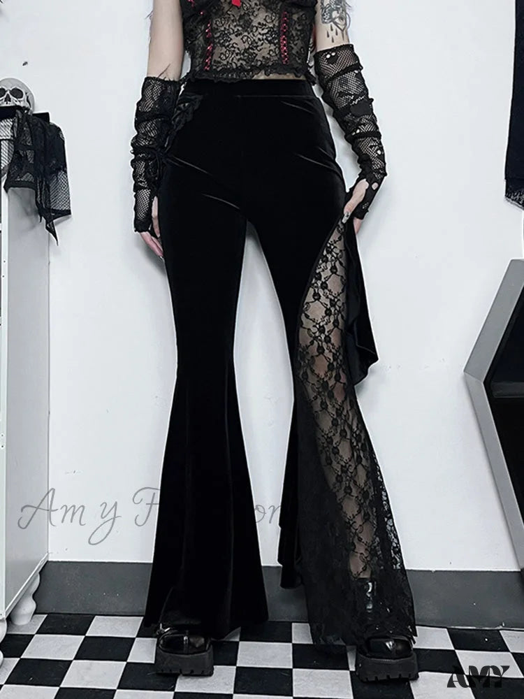 Tailored slim pants for polished business looks -Wide Gothic Halloween Pants Leg