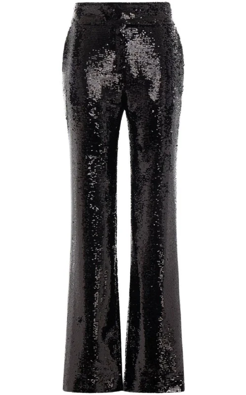 Soft stretch pants for all-day wear ease -Sequinned Straight Leg Pants