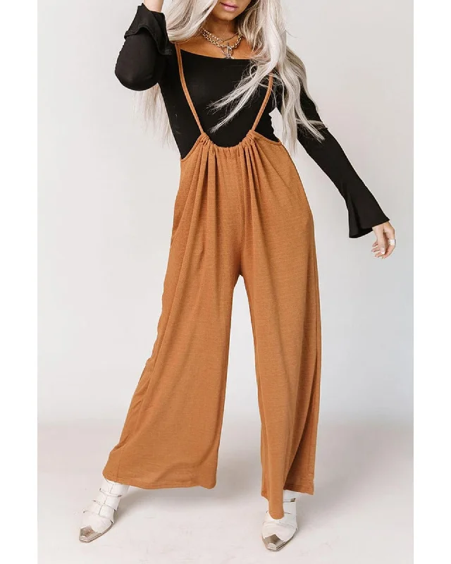 Cozy sweatpants pants for lazy Sunday mornings -Azura Exchange Wide Leg Suspender Pants - M