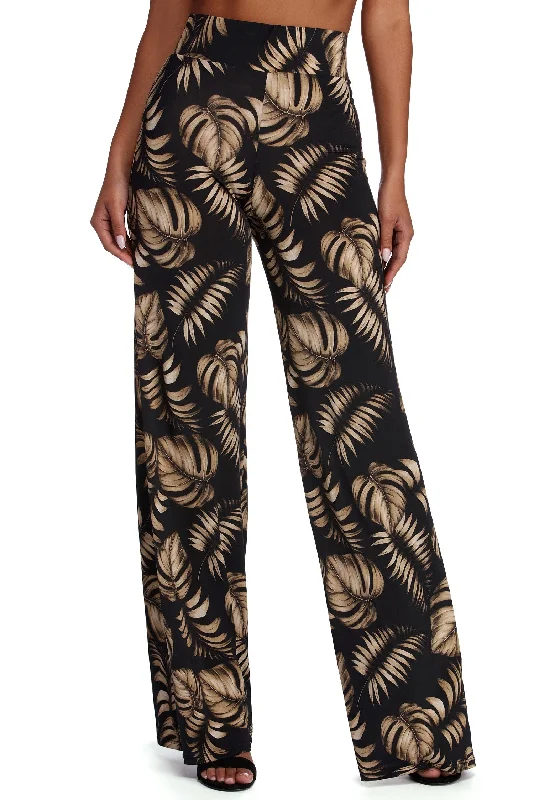 Moisture-wicking pants for intense gym workouts -Island Vibes Wide Leg Pants