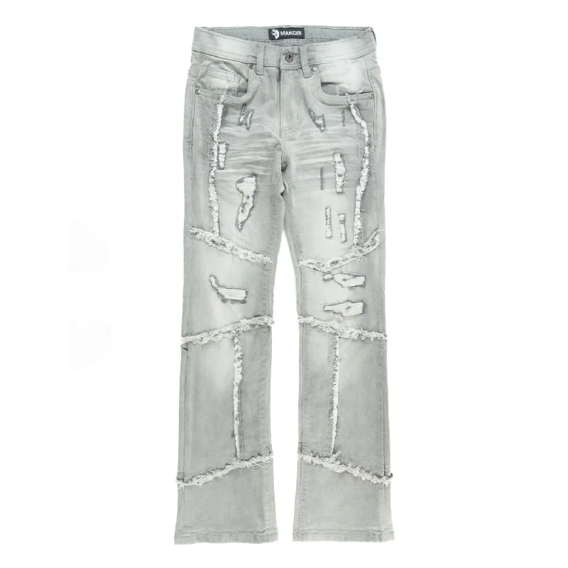 Fashion Jeans for Trendsetter -B1997 Gianno KIDS Stacked Jeans - Gray