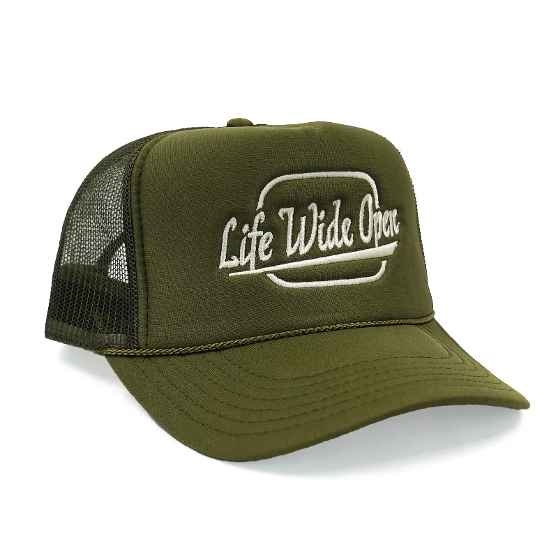 Neon trucker cap for high-visibility safety -LWO Olive Trucker Hat