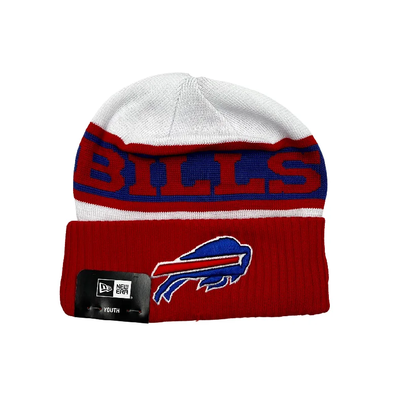 Premium snapback cap with embroidered artwork -Youth New Era Bills Primary Logo & Colors 2023 Sideline Knit Hat