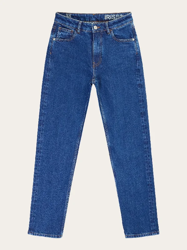 Acid Wash Jeans for Vintage -IRIS Mom mid-rise medium blue 5-pocket cropped jeans - Medium Blue