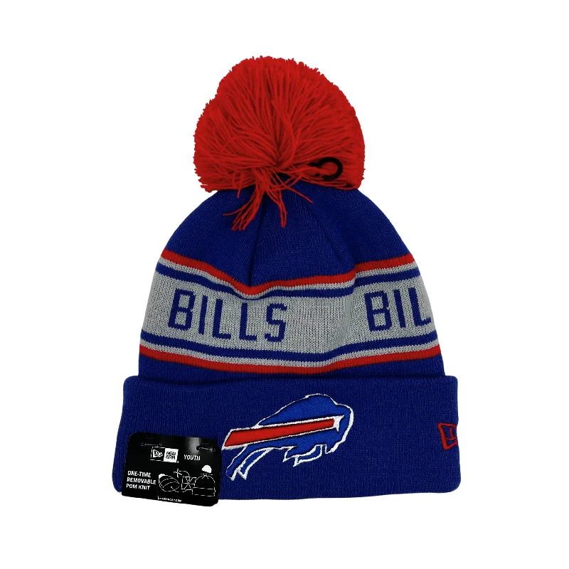 Wool sports cap for chilly game nights -Youth New Era Buffalo Bills Royal With Gray Stripe Knit Hat