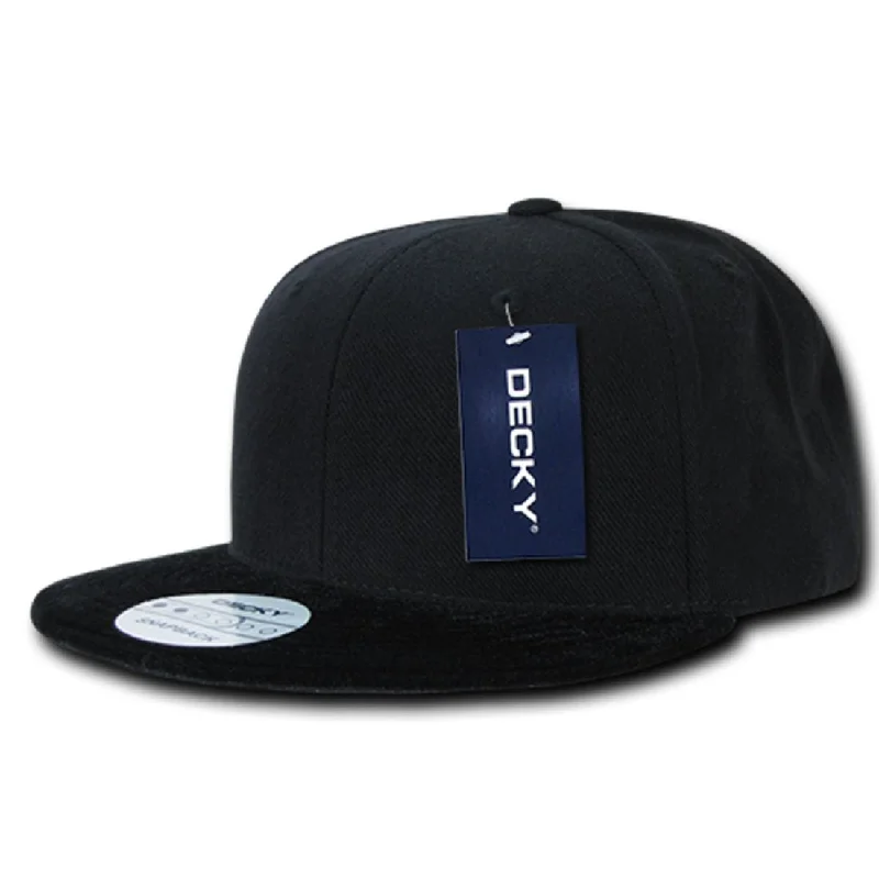 Classic navy cap for timeless wardrobe staple -Decky 1100 High Profile Velvet Visor Snapback Hats 6 Panel Flat Bill Baseball Caps