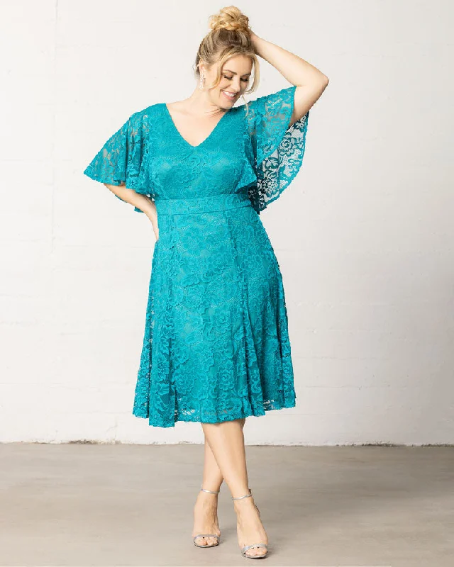 Plus size dresses featuring beaded hems are ornate -Camille Lace Cocktail Dress - Sale!