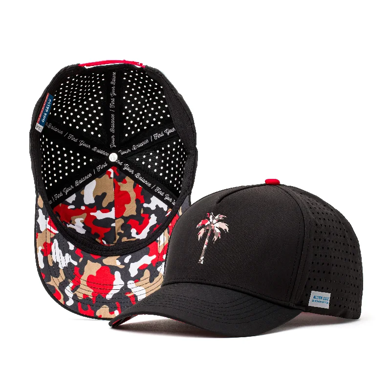 Retro cap with faded wash finish -Coaster Splash Red Gold Camo Palm