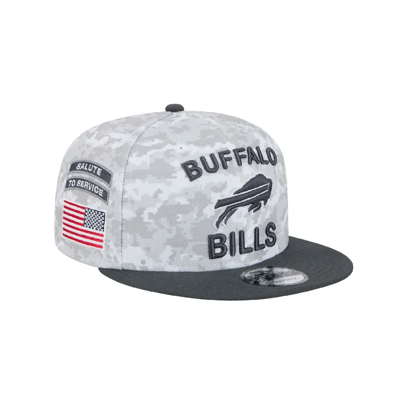 Camouflage cap for hunting trip essentials -Youth New Era 9FIFTY Bills 2024 Salute To Service Snapback