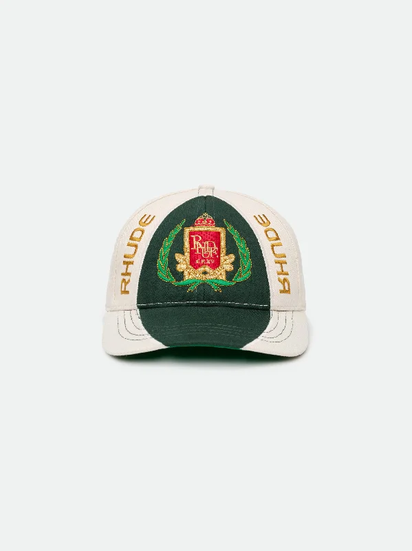 Vintage cap with distressed logo detail -RACING CREST 6-PANEL HAT