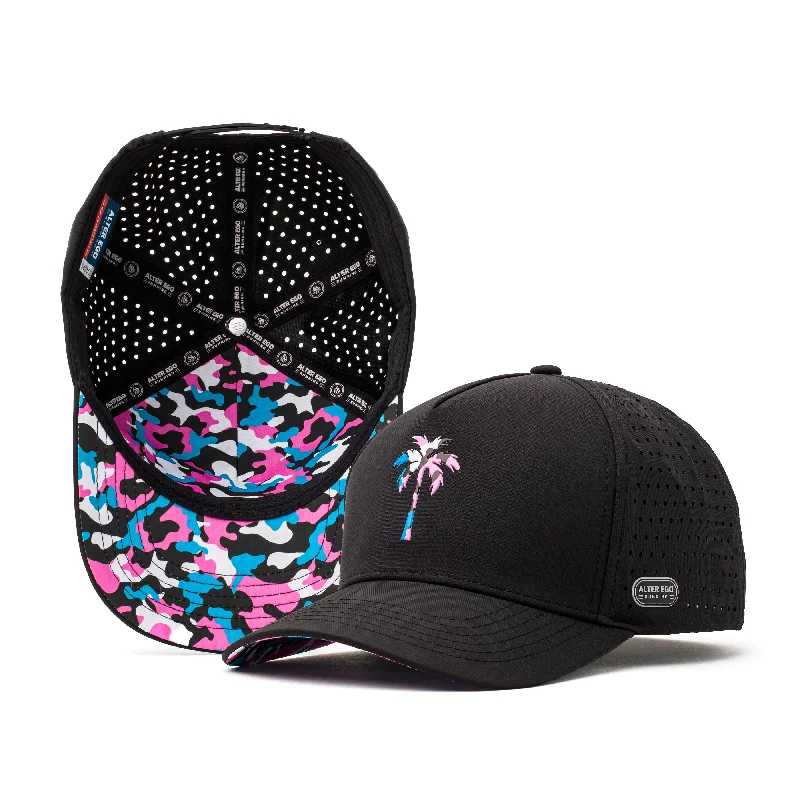 Embroidered logo cap for team spirit Pride -Coaster Splash Black Teal Pink Camo Palm