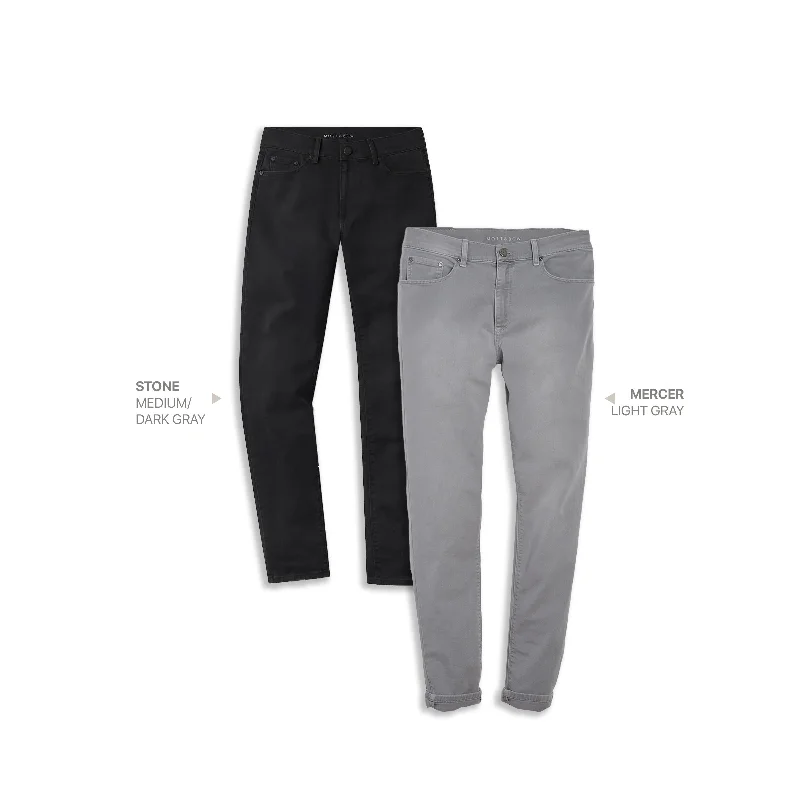 Straight Jeans for Classic Style -Slim Stone Medium Gray and Slim Mercer Light Gray 2-pack Jeans